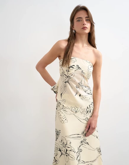 Топ-бандо-шарф Topshop черного цвета с цветочным рисунком цвета слоновой кости - часть комплекта цвета слоновой кости