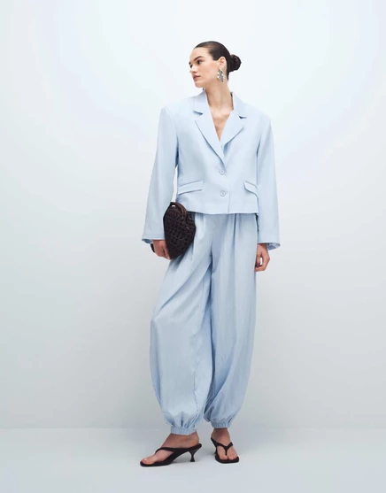 Брюки-баллоны с манжетами по низу от ASOS DESIGN нежно-голубого цвета