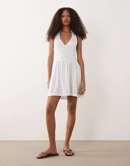 Женское корсетное мини-платье Miss Selfridge, кремовое
