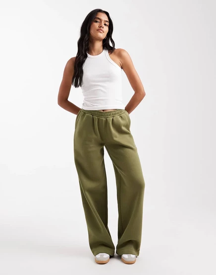 Дизайнерские спортивные брюки ASOS с широкими штанинами на подкладке цвета хаки khaki