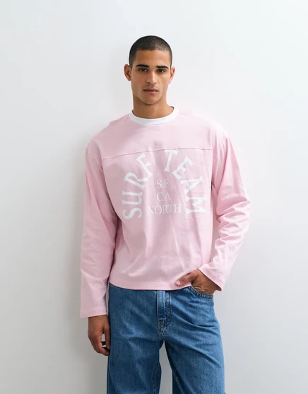 Мужская футболка ASOS Design оверсайз с принтом, миндально-розовая