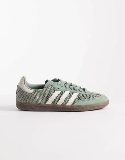 Мужские кеды Adidas Originals Samba OG с вязаными деталями, зелено-белые