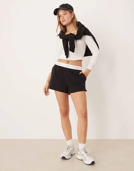 Женские шорты Calvin Klein джерси на резинке, черные