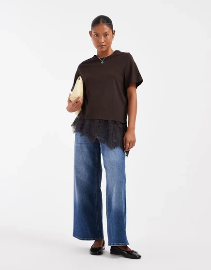 Женские джинсы Vero Moda Petite Sandie широкие, синие