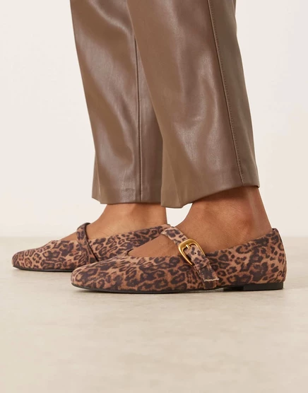 Леопардовые балетки Leah mary jane от ASOS DESIGN leopard