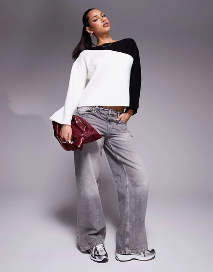 Женский свитер ASOS DESIGN с контрастными вставками, черный