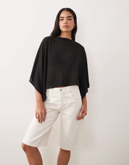 Облегающая прозрачная асимметричная накидка ASOS DESIGN черного цвета black