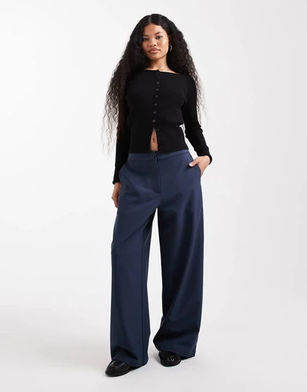 Облегающие брюки прямого кроя от ASOS DESIGN Petite темно-синего цвета, сшитые на заказ navy