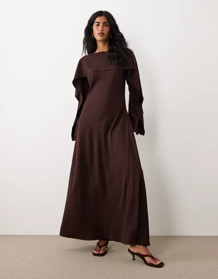 Женское платье макси ASOS Design с кейпом и клиньями, баклажановое