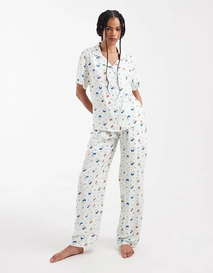 Пижамный комплект Daisy Street x Miffy с коротким рукавом в зеленую клетку