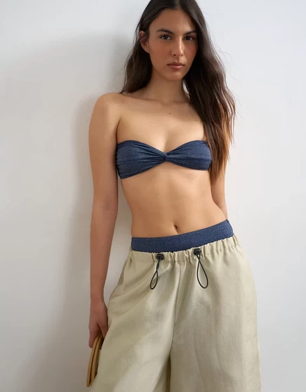 Женский топ-бандо TopShop Hawaii блестящий, темно-синий