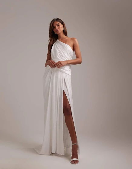 Свадебное платье ASOS DESIGN Bridal с одним плечом в греческом стиле цвета слоновой кости ivory