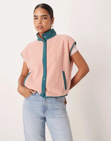 Женская жилетка ASOS Design с нейлоновой вставкой, розовая