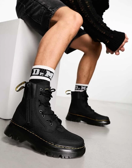 Черные кожаные ботинки на молнии с 8 люверсами Dr Martens Tarik black