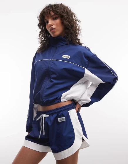 Женские спортивные шорты ASOS Weekend Collective, тёмно-синие с белым
