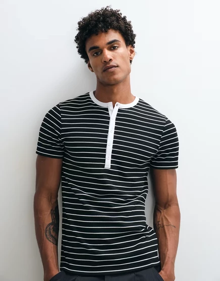 Мужская футболка ASOS Design с планкой, черная в полоску