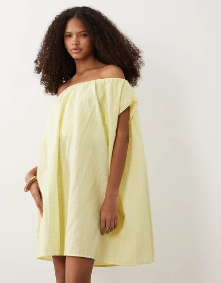 Женское мини-платье ASOS Design Volume Puff, лайм в клетку