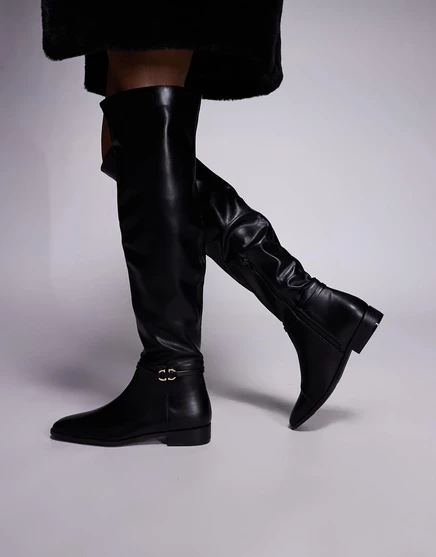 Черные сапоги для верховой езды выше колена от Public Desire Eastburn black