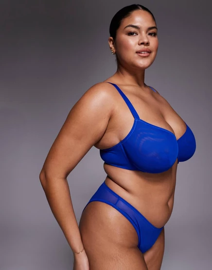 Бюстгальтер ASOS DESIGN Curve Tammy из сетчатой ткани на косточках цвета кобальт cobalt