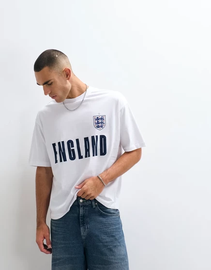 Мужская футболка ASOS Design свободного кроя с принтом Three Lions, белая