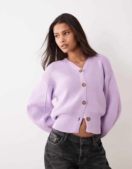 Сиреневый кардиган с удлиненным рукавом от ASOS DESIGN lilac