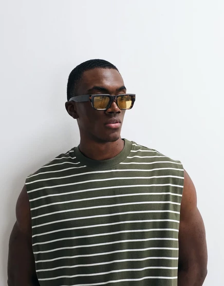 Мужская майка ASOS Design объемная в полоску, хаки