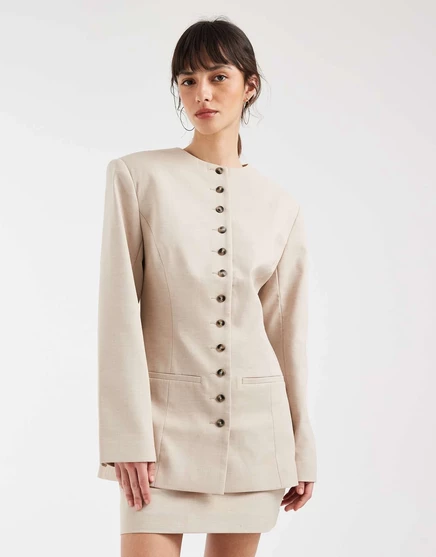 Женский пиджак ASOS Design, приталенный, песочный меланж