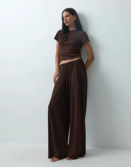 Женские пижамные брюки ASOS Design широкие, шоколадные