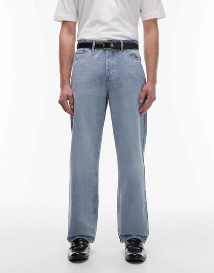 Жесткие мешковатые джинсы Topman светло-голубого цвета light wash