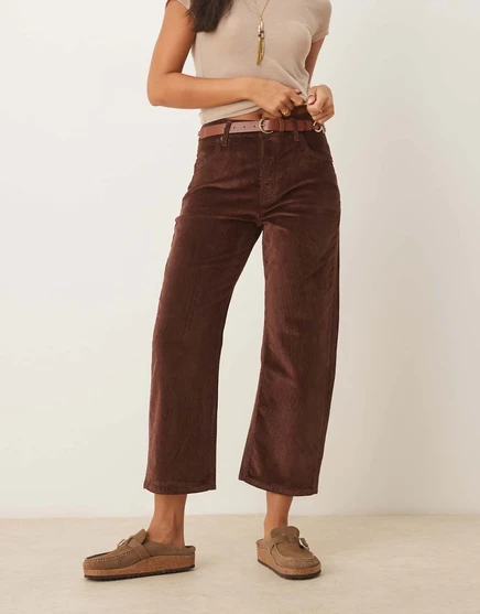 Вельветовые брюки Free People Deep Trance коричневого цвета brown