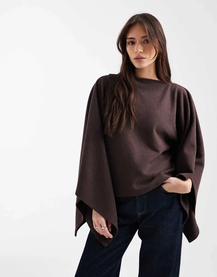 Супермягкий топ в стиле накидки ASOS DESIGN коричневого цвета brown