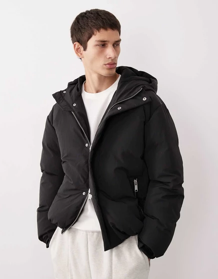 Пуховик ASOS COLLECTIVE на пуху черного цвета black