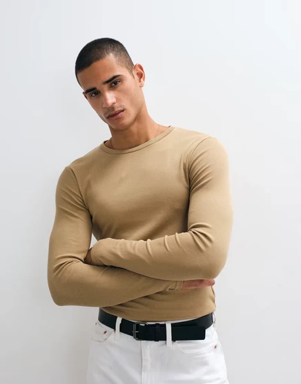 Мужской лонгслив ASOS Design Essentials, коричневый