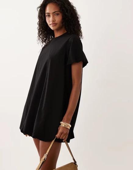 Женское мини-платье ASOS Design с рукавами-фонариками, черное