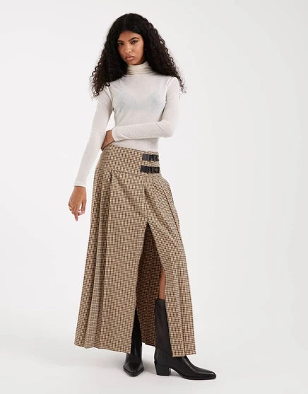 ДИЗАЙНЕРСКАЯ плиссированная макси-юбка ASOS в мелкую клетку micro check