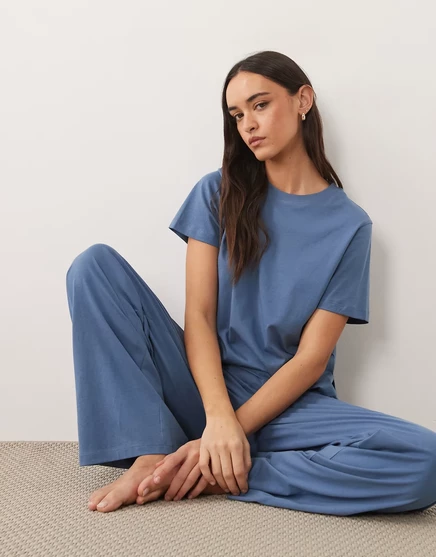 Женская пижамная футболка ASOS Design оверсайз, джинсовый