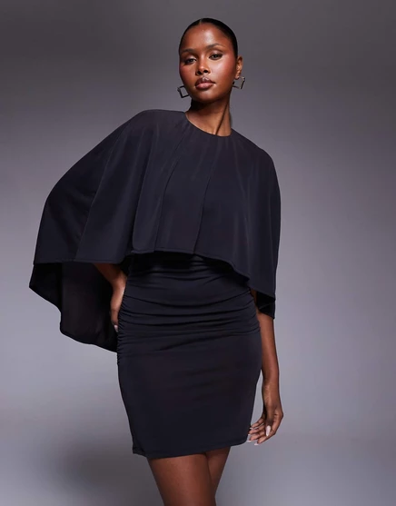 ДИЗАЙНЕРСКОЕ модальное мини-платье-накидка ASOS черного цвета black