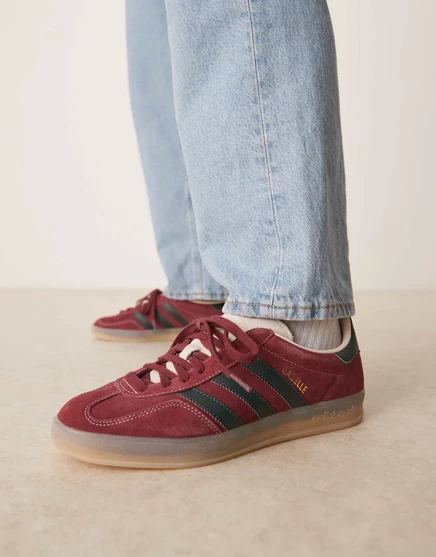 кроссовки adidas Originals Gazelle для помещений бордового и зеленого цветов burgundy