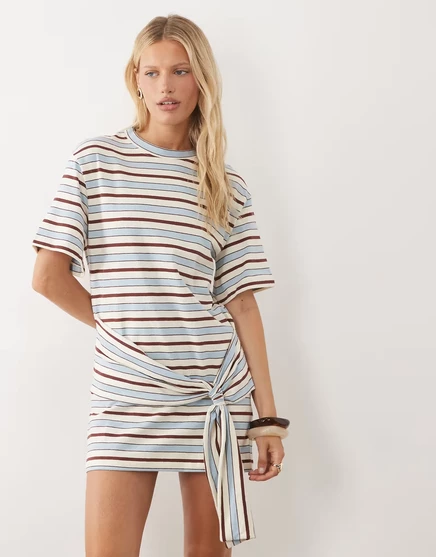 Женское мини‑платье Asos с запахом, голубое в полоску