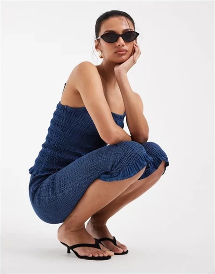 Женские капри ASOS Design с присборенной талией, темно-синие