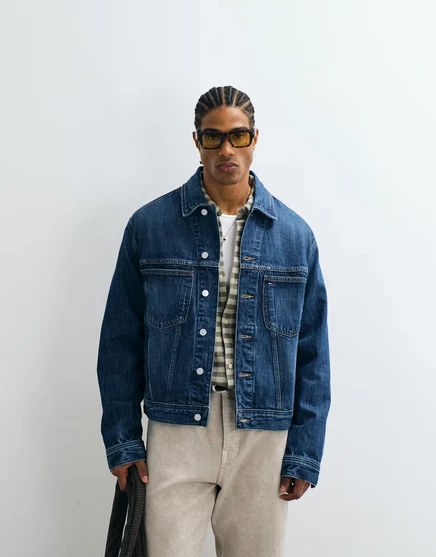 Мужская джинсовая куртка Tommy Jeans, темно-синяя