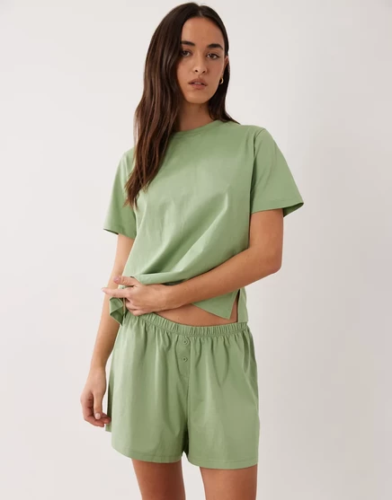ДИЗАЙНЕРСКИЕ хлопковые пижамные шорты ASOS DESIGN mix &amp; match фисташково-зеленого цвета