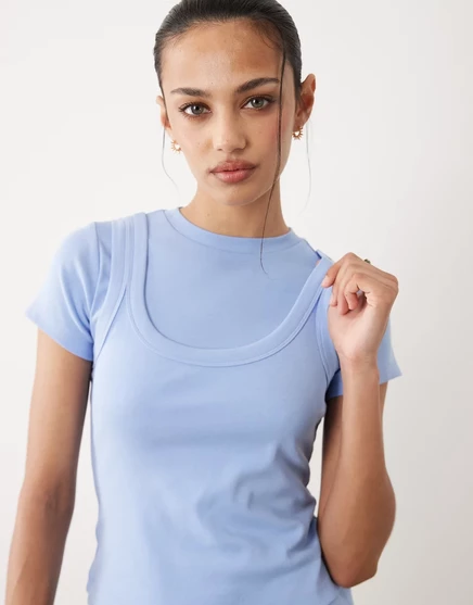 Женский топ ASOS Design двухслойный, пастельно-голубой