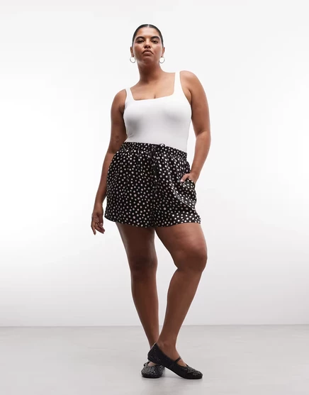 Атласные шорты ASOS DESIGN Curve в горошек