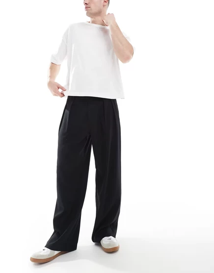 Мужские мешковатые плиссированные брюки Cotton On, черные