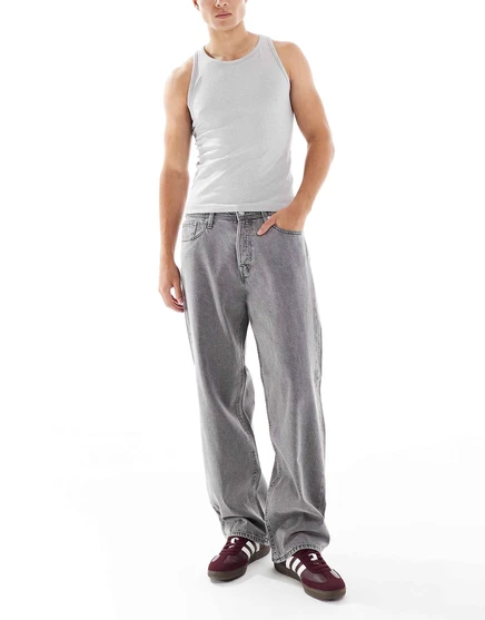 Мешковатые джинсы Jack &Jones Alex светло-серого цвета gray denim