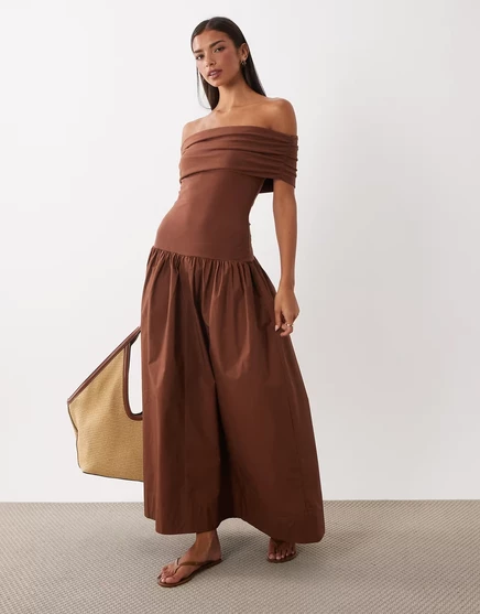Женское платье ASOS Design макси, коричневое