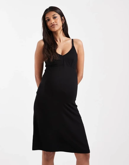Ночная рубашка на бретельках для кормления Mamalicious Maternity 2 function черного цвета black
