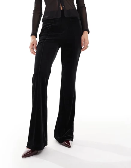 Бархатные брюки-клеш Miss Selfridge черного цвета, сшитые на заказ black