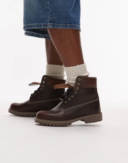 Водонепроницаемые ботинки Timberland Premium на шнуровке толщиной 6 дюймов темно-коричневого цвета brown